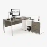 Elegant Series. L-Shape Desk with Built-In Storage