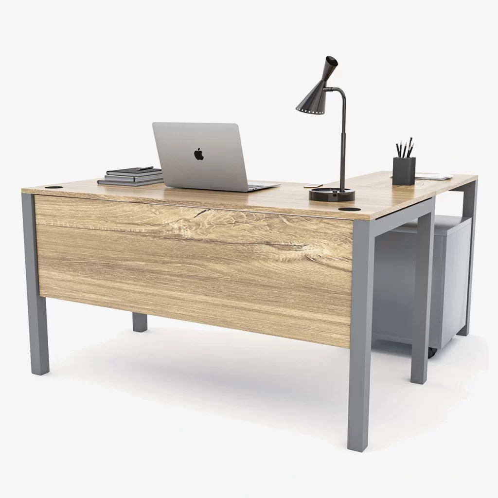 Exquisite Series. L-Shape Executive Desk. Cotton Beige