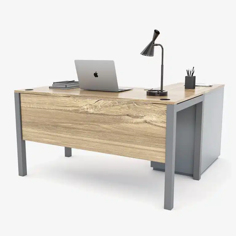 Exquisite Series. L-Shape Executive Desk. Cotton Beige